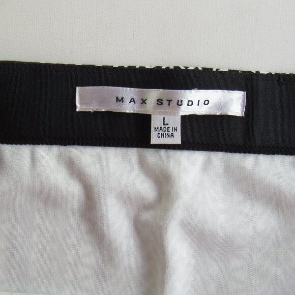 Max Studio Women's Pull On Geometric Pattern Black White Pencil Skirt Size L - Picture 3 of 6